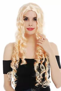 Perücke Karneval Damen sehr lang Locken Mittelscheitel hellblond Fee Prinzessin - Bild 1 von 6