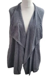 DUFFY 100% Cashmere waterfall openfront Sleeveless cardigan gilet waistcoat M 12 - Picture 1 of 11