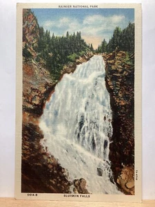 Sluiskin Falls: Rainier National Park - Vintage Postcard - Picture 1 of 3