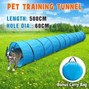 5M Dog Training Tunnel Pet Collapsible Crinkle Cat Game Play Toys Playing Tube - Picture 1 of 7