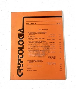 Cryptologia Journal 1977 Vol.1 No.3 Rare Devoted Journal Albion & Kean College - Bild 1 von 10