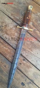 17" Hand Forged Damarcus Steel Hunting Double Edge Dagger Knife wood Handle - Picture 1 of 9