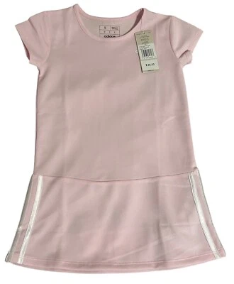 Adidas Girls Dress Size 5 Pink Tennis Striped Logo Kids Polyester New! - Image 1 of 4