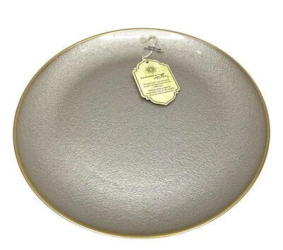 Turkish Glass 5 Charger Plates Set Platinum Gold Textured Gold Rim 13" NWT - Image 1 of 4