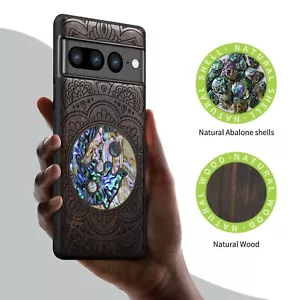 Funda de madera con incrustaciones a mano para Google Pixel 9 Pro XL 9a 8 Pro 7a 7 Pro 6 Pro Cubierta - Imagen 1 de 12