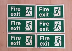 6 x Fire Crest Photoluminescent Rigid Plastic Fire Exit Signs 300mm x 150mm - Picture 1 of 1
