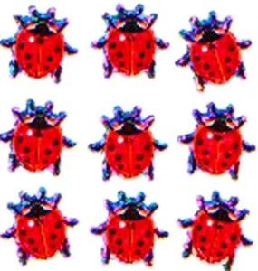 Glittery LADYBUG, LADYBUGS Sandylion Stickers - 1 square ~VINTAGE~ - Picture 1 of 1