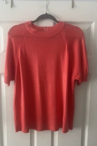 Hampshire Studio Knit Short Sleeve Top 100% Acrylic XL Coral Super Soft Back Zip - Picture 1 of 10