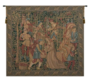 Europäischer Weinberg Wandteppich - Wein & Fest Motiv - dekorative Wandbehang Kunstwerke - Bild 1 von 4