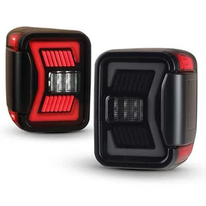 LED Sequential Bar Tail Light Set Black/Smoke Lens For 20-24 Jeep Gladiator - Picture 1 of 6