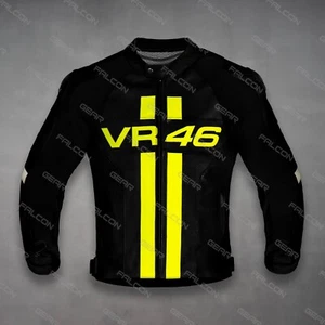 Chaqueta de cuero Valentino Rossi VR46 para carreras de motocicletas negra - todas las tallas disponibles - Imagen 1 de 8