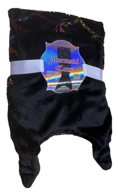 MERMAID COZY Toddlers Mermaid Tail Sleeping Snuggle Blanket for Kids Black #PKGV - Image 1 of 4