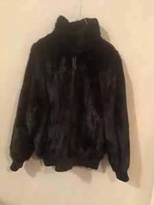 Black Vintage Joe & Redmond Reversible Mink to Leather Bomber Women’s Jacket - Picture 1 of 18