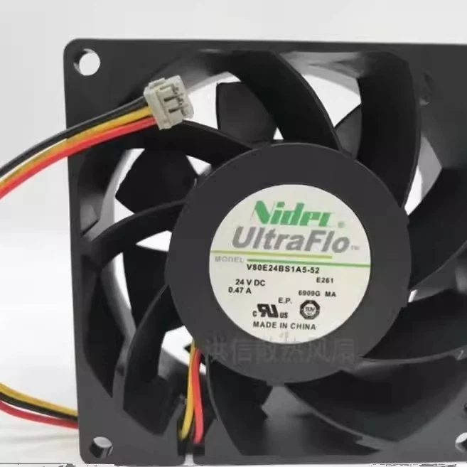 Nidec 8038 V80E24BS1A5-52 DC24V 0.47A 8CM 3-Pin Inverter Cooling Fan - Image 1 of 1