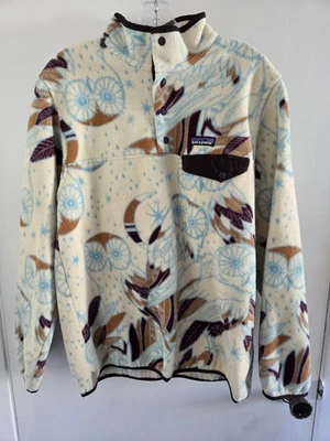 RARO Patagonia Synchilla Snap T Colheita de Lã Estampa de Coruja Lua, Feminino Grande - Imagem 1 de 4