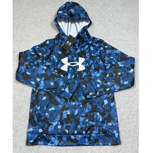 Under Armour Youth Size L Fleece Big Logo Printed Blue Camo NWT - Picture 1 of 14