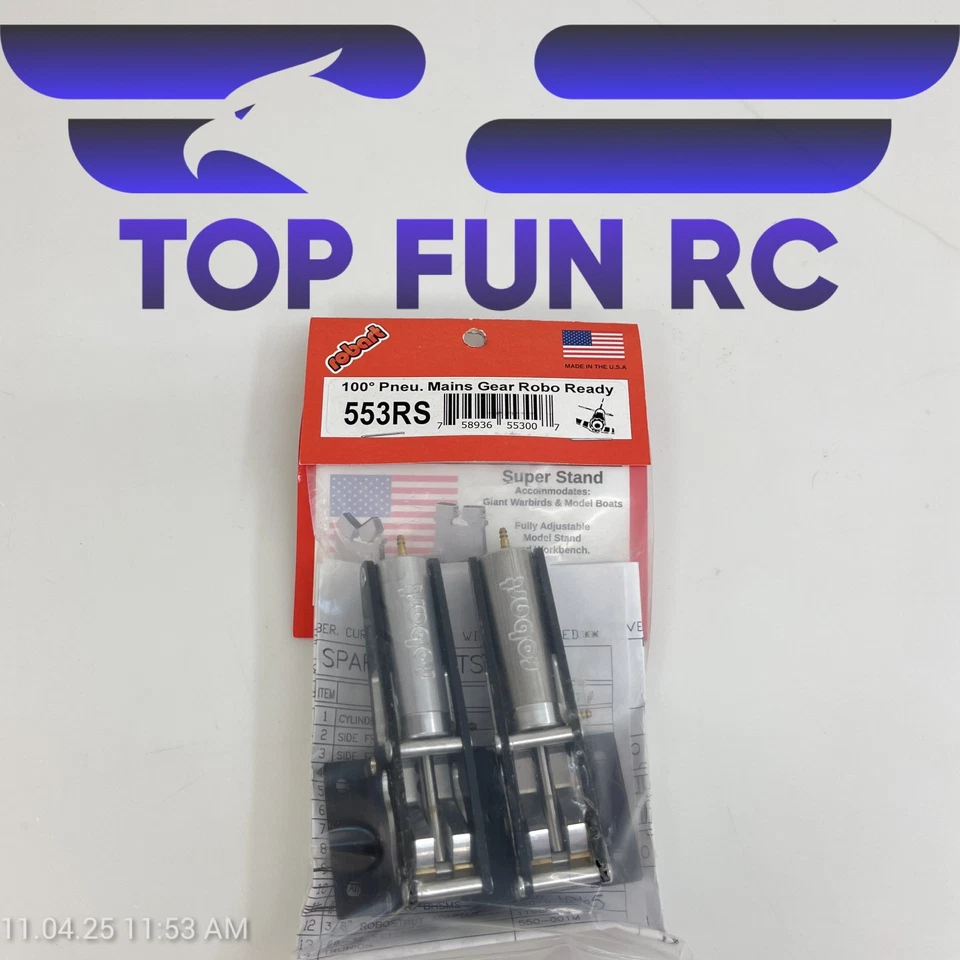 ROBART 553RS 100° PNEUMATIC MAINS GEAR ROBO READY FOR RC AIRPLANES UP TO 24 LBS - Image 1 of 1