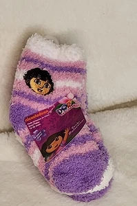 3 Pairs Dora The EXPLORER Fuzzy ANKLE SOCKS tollder 12-18 month Girl's NON SKIDS - Picture 1 of 6