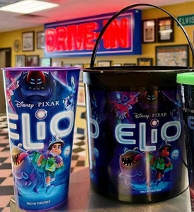 Elio Popcorn Bucket And Cup Combo Disney Pixar Movie Theater New Rare - Picture 1 of 1