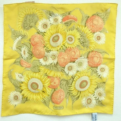 Salvatore Ferragamo Seda Mini Bufanda Bolsillo Cuadrado Girasol Italia 41,5 cm - Imagen 1 de 4