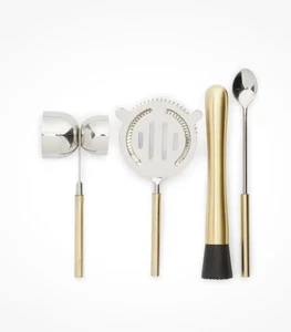 Juego de herramientas de barra de 4 piezas NORDSTROM en acero inoxidable dorado cepillado $49 - Imagen 1 de 3