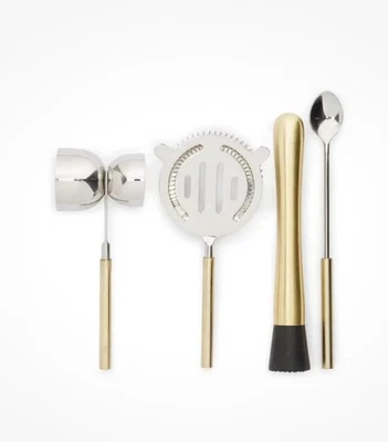 NORDSTROM 4 Piece Bar Tool Set in Brushed Gold Stainless Steel $49 - Image 1 of 3