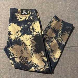 Jeans vintage rosso scimmia uomo 42x32 Y2K lavaggio candeggina denim streetwear Graal anni 90 fianchi - Foto 1 di 9