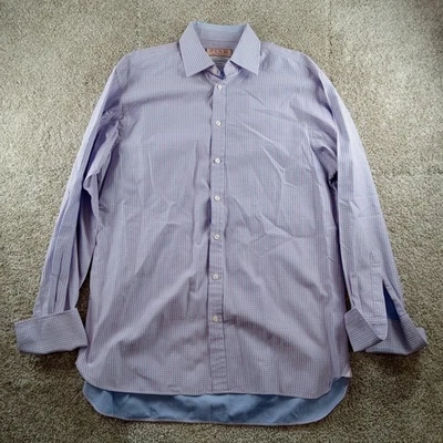 Thomas Pink Shirt Mens 16.5 35 Blue Red Check Button Up Prestige French Cuff - Image 1 of 4