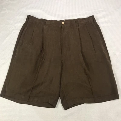 Pantalones Cortos Cubavera Para Hombre 36x9 Marrón 100% Seda Náuticos Plisados Informales Playadores Foto 1 de 4