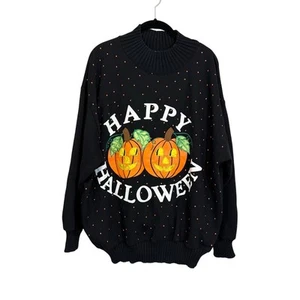 Vintage Active Exchange Happy Halloween Sweatshirt XL Black Pumpkin Pullover - Picture 1 of 7