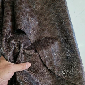 Glossy Snake Embossed Cow Leather Sheet: Italian Leather Crafts - Picture 1 of 13