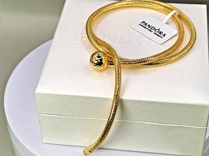 Original Pandora Moments Logo Kugelverschluss Schlange Golden Kette Halskette 50 cm Verpackt - Bild 1 von 5