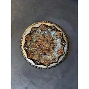 Vintage Turkish Hand-Engraved Copper Plate | Geometric Art | Wall Hanging Decor - Picture 1 of 4