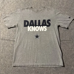 Nike Dallas Cowboys T Shirt Mens M Gray Dallas Knows Spellout Short Sleeves NFL - Picture 1 of 6