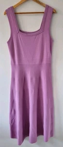 REVIEW Purple Square Neck Knit A Line Midi Dress Sz 16 EUC - Picture 1 of 5