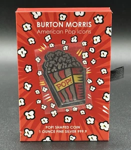 Moneda palomitas de maíz Niue PAMP 2023 1 oz .9999 plata fina Burton Morris Pop Icons - Imagen 1 de 4