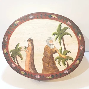 Vintage 1993 Holz Oval Shaker Stil Bastelbox mit Deckel Handbemalt Arche Noah - Bild 1 von 14