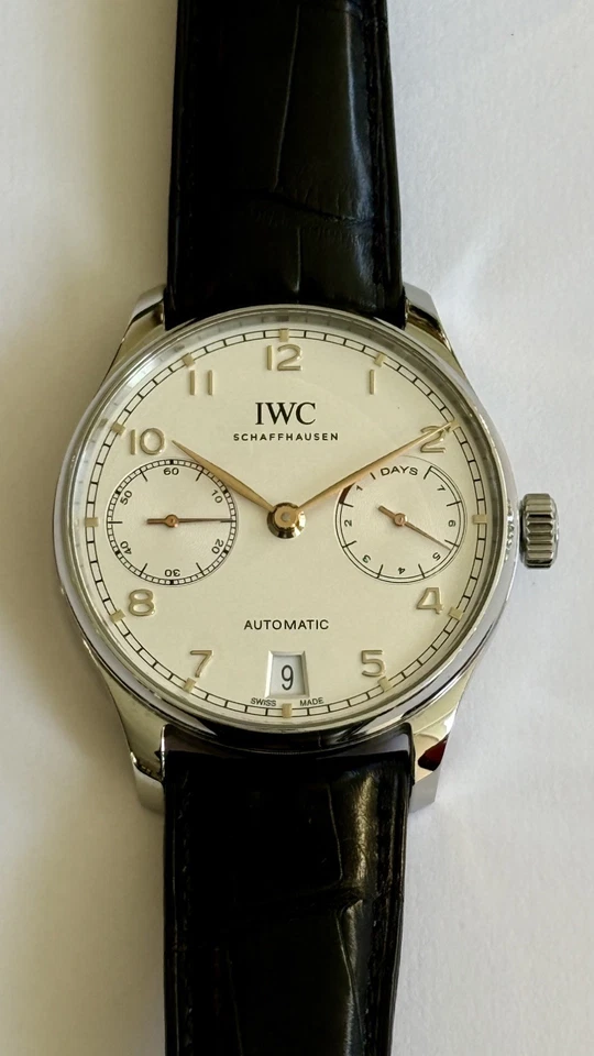 IWC PORTUGUESE 7-DAY POWER RESERVE IW500114 w/ ROSE GOLD NUMERALS - Image 1 of 4