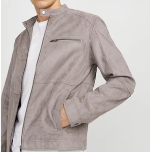 Men Gray Pure Suede Leather Jacket Slim Fit Trucker Jacket Custom Size S M L XL - Picture 1 of 4