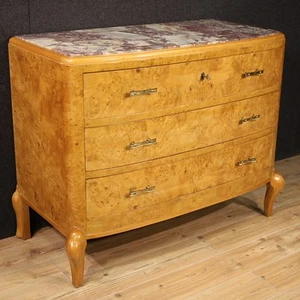 Comò legno betulla piano marmo cassettone vintage cassettiera XX secolo - Foto 1 di 12