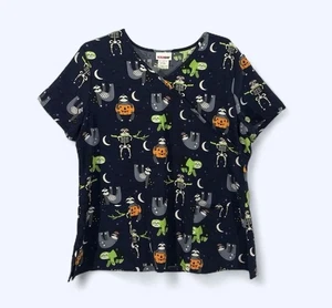 Scrubstar Scrub Top Sloth Halloween Pumpkins Size XL Nurse - Picture 1 of 5