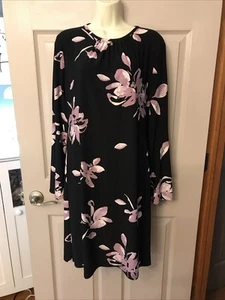 Chaps Size L Dark Floral Print Dress NWOT - Picture 1 of 13