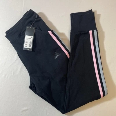 Adidas Girls Joggers XL (16) Black Colors Stripes Pants Black Leggings Pockets - Image 1 of 2