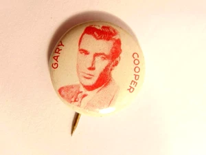 Vintage unbeschriftet Gary Cooper, Filmstar, Werbe Pin - Bild 1 von 7