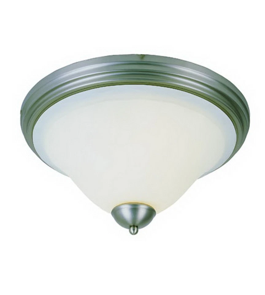 Brushed Nickel And Frosted Glass Flush Mounted Ceiling Fixture  Orig $177 - Image 1 of 1