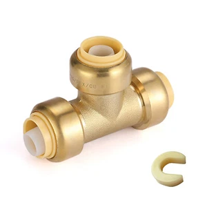 EFIELD (2 to 100 Packs) 1/2"×1/2"×1/2"Push Fit Equal Tee Brass Fitting Lead Free - Picture 1 of 13