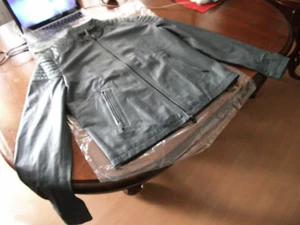 Herren FERRARI Hell Petrol Blau Luxus GEPOLSTERT Leder Racer Jacke US40 IT50 M - Bild 1 von 13