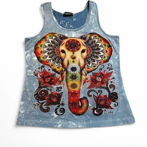 Canotta Boho funky hippie Kathmandu elefante multicolore media - Foto 1 di 4