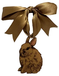 Hecho a mano dibujado a mano conejito marrón conejo encogido Dink adorno de Navidad - Imagen 1 de 1