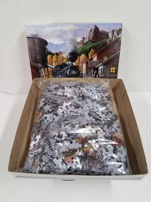 Springbok 1000 Pc Jigsaw Puzzle Mountain Express Train Station Complete - Image 1 of 4